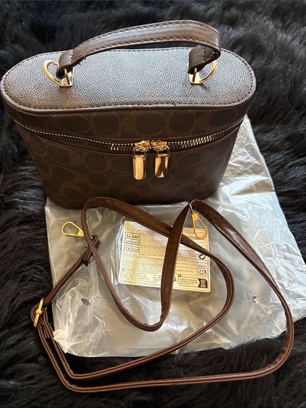 Structured Mini Top-Handle Bag in Dark Brown